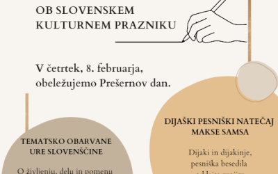 Obeležitev slovenskega kulturnega praznika na Gimnaziji Ilirska Bistrica